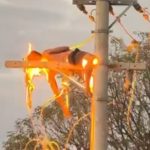 バカすぎる酔っ払い、電柱に登る→電線に触れて燃える