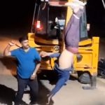 セメントを盗んだとされる男、逆さ吊りにされベルトや棒でしばかれる
