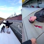 走行中の列車の上で楽しむトレインサーフィン、失敗して流血