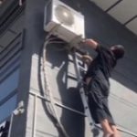 中国で電気工事をしていた作業員、感電し梯子から滑り落ちる