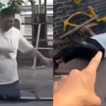 中国のブチギレ運転手、車の目の前に立つ男を何度も轢く