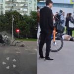 左折する車、止まらないオートバイ…車と衝突したオートバイ、ド派手に逝く