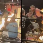 過激すぎるプロレス、技を掛けられたレスラーがリング上で炎上