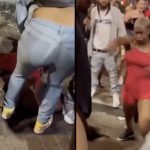ノックアウトされた女、立ち上がると狂ったように周りを殴り始める