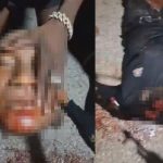 頭と胴体が分かれました。斬首した相手の死体を晒し上げるギャングメンバー