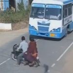 スピード違反のバス、2人乗りのバイクを道路から排除する