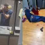 射撃場で周りの様子を伺いながら男は自分の頭を撃って自殺しました。 射撃場で周りの様子を伺いながら男は自分の頭を撃って自殺しました。