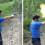 反動も計算に入れないと…銃の引き金を引いた男、自分を撃ちそうになる