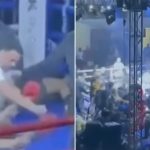 試合に勝ったのに…キックボクサーが殴られ、リング上で大乱闘